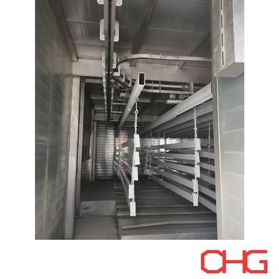 Installatie van begeleidingsapparatuur en naverkoopservice voor een op maat gemaakte lijn voor poedercoating van een transportsystem op aluminiumsubstraat