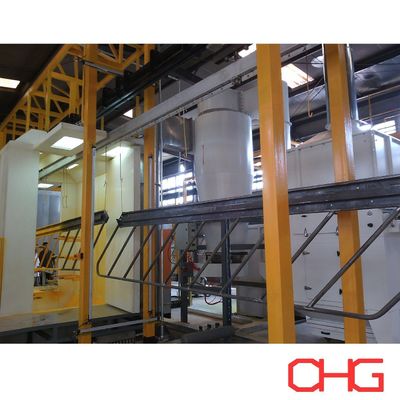 Productielijn voor poedercoating van metalen onderdelen PLC-besturingseenheid en transportband